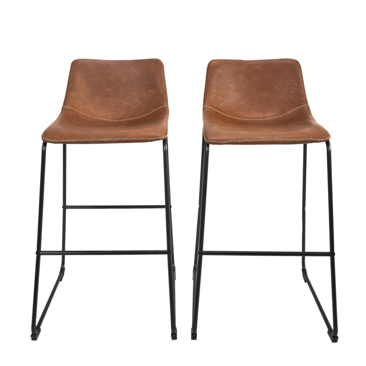 Tabouret de bar 93cm Indus marron lot de 2 assise ergonomique et stable