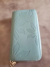 Womens RFID Zip Around Credit Card Holder Floral Leather Top Wallet 