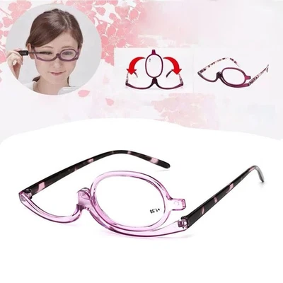 Magnifying Make Up Makeup Glasses Flip Down Lenses Colourful Frame +1.0-4.0