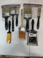 Standard Paint Brush Assortment Lot Of  9 Plus Sealed Container.
