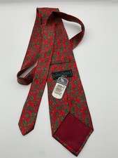 Luca Franeini 80er Jahre Krawattenhalter rot Paisleymuster Seidenkrawatte mit Etikett