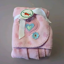 Vintage Circo 2007 Pink Heart Applique Baby Fleece Blanket Lovey
