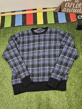 polo ralph lauren kids wool sweater L 14-16 plaid black blue crew neck vintage