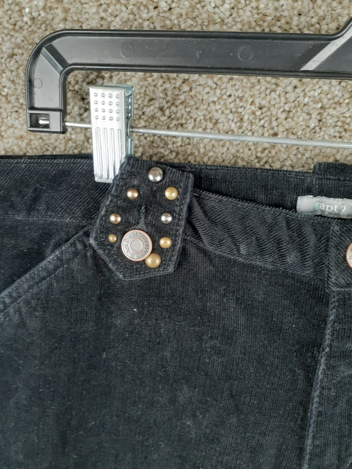 Pantalones cargo de pana Apt 9 para mujer 10 negros elásticos bolsillos rectos tiro medio Foto 4 de 4