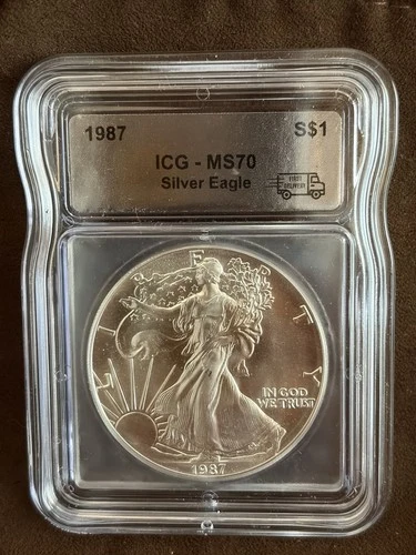 1987 1 oz Silver American Eagle (Brilliant Uncirculated) ICG- MS70 Fast Delivery