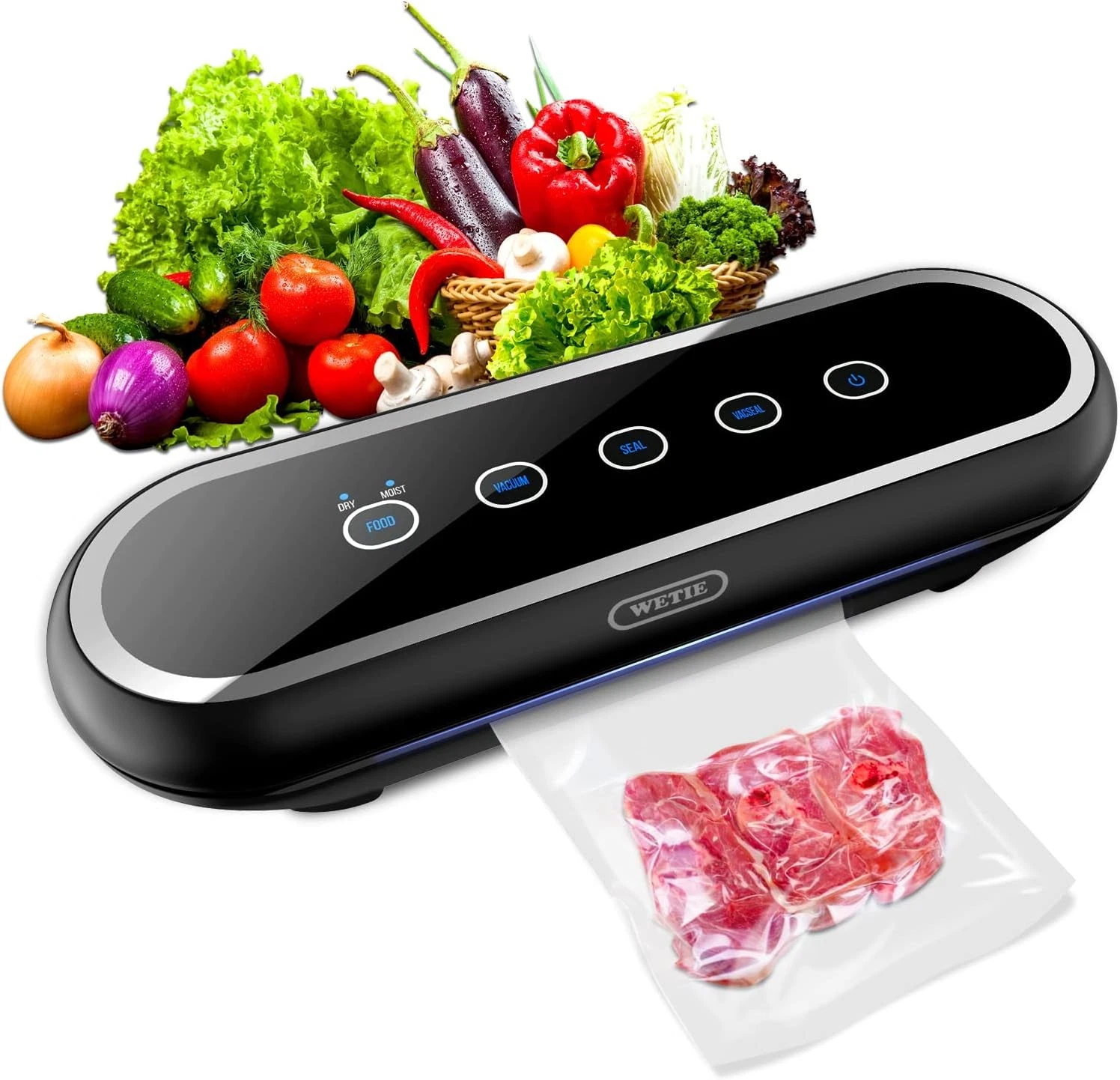 WETIE Food Vacuum Sealer with Dry/Wet Modes – Quick Sealing Time