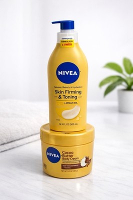 NIVEA Skin Firming Lotion with Q10 & Argan Oil & Cocoa Butter Body Cream Set