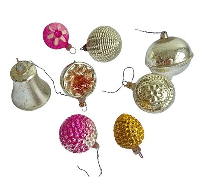 Lauscha Antique Christmas Tree Bauble Set, Hand-Blown Glass 1910