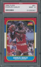 1986 Fleer #81 Charles Oakley Rookie Card PSA 9 MINT. rookie card picture