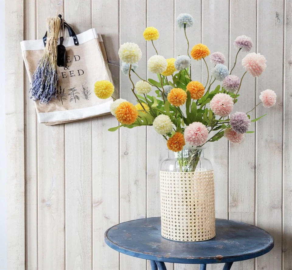 6 Piezas Flores Multicolores Artificial Crisantemo Bola Seda Flores Hortensia... Foto 4 de 4