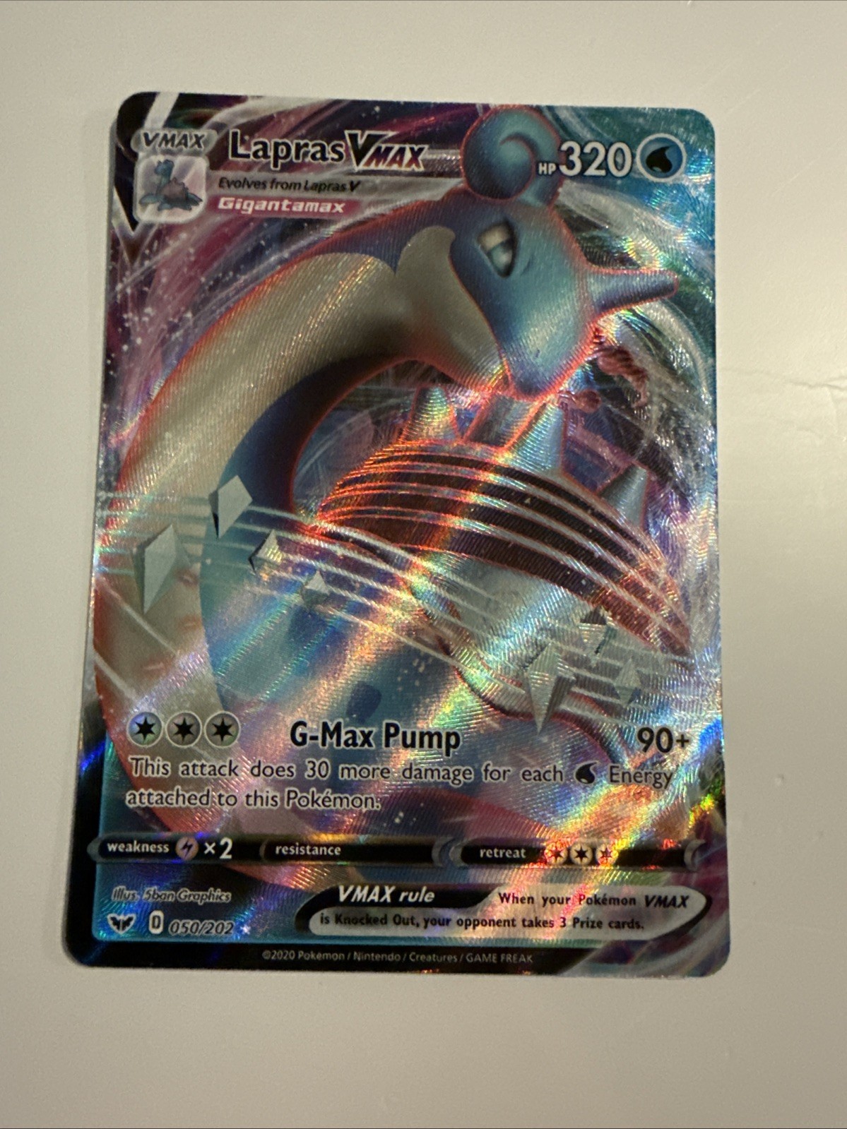 Pokemon Sword And Shield Lapras 050/202 VMAX Ultra Rare English TCG NM