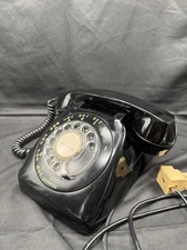 Vintage 1970’s Automatic Electric Black Rotary Dial Desk Phone Telephone