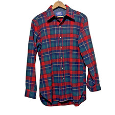 Vintage Pendleton 100 Virgin Wool Plaid Flannel Shirt Mens Medium Made in USA