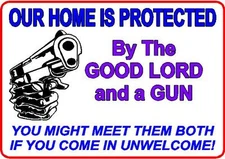 Protected lord gun sign house mancave cottage gift novelty security property
