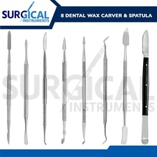 8 Dental Instruments Wax Carver & Spatula, Surgical Stainless Steel German Grade