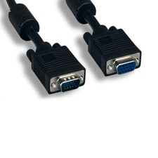 KNTK 15ft SVGA HD15 Video Cable 15Pin Male/Female Cord EMI Filter TV PC Display