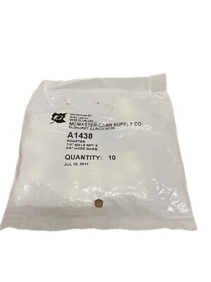 MCMASTER-CARR 1/4'' Male NPT X 3/8'' Hose Barb Adapter A1438  Pack of 10