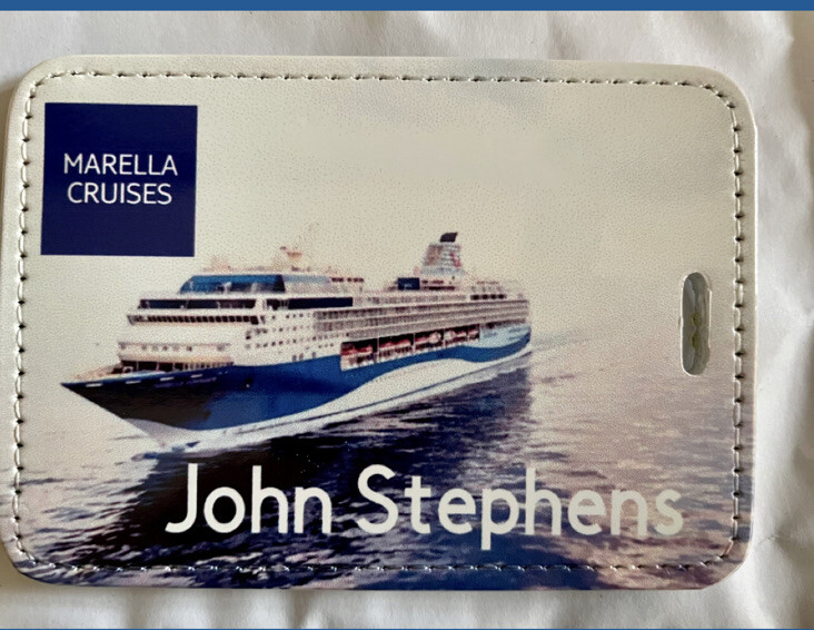 Targhetta Bagaglio Crociera P&O IONA Targhetta Bagaglio Personalizzata Per Crociera P&O IONA - In Pelle Dorata, Con Cinturino Omaggio - Nuova Senza Etichette Accessorio Viaggio Nave - Foto 10