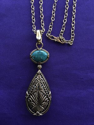 BARSE Reversible Dual Face Multi Color Gemstone Pendant Necklace 30''