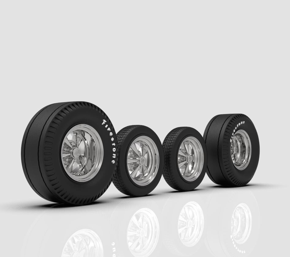 125 15" Chromed Cragar Set of big and little wheels and tires eBay