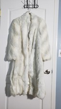 Vintage Avec Tu White Fur Coat Womens Size 6 Glamorous Hollywood Regency Style
