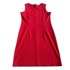 Alfred Sung Red Sleeveless Sheath Dress Crew Neck Knit Size Medium Women's
