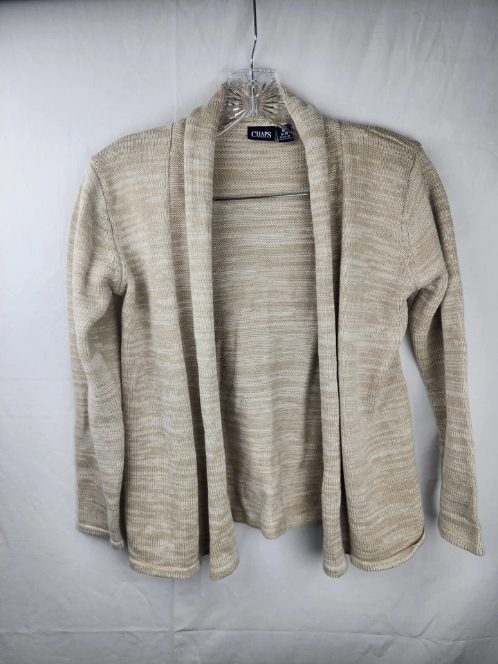 CÁRDIGAN SUÉTER CHAPS FRENTE ABIERTO NIÑAS 8/10 Uniforme Escolar Preppy Tejido Avena Foto 4 de 4