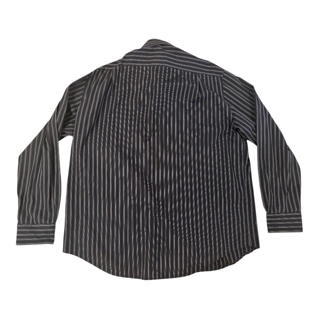 Vintage Versace Classic Striped Button-Down Shirt XXL Black Gray