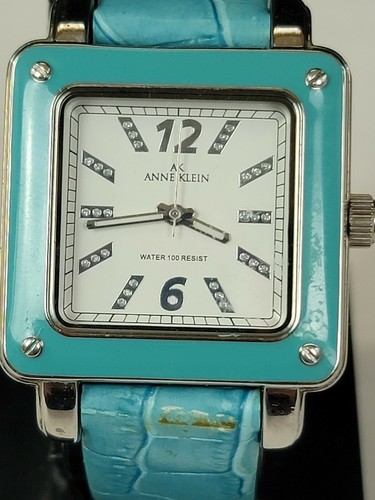 Orologio Anne Klein 10/9065 Donna Quarzo Cinturino Pelle Blu FUNZIONANTE - Foto 2 di 7