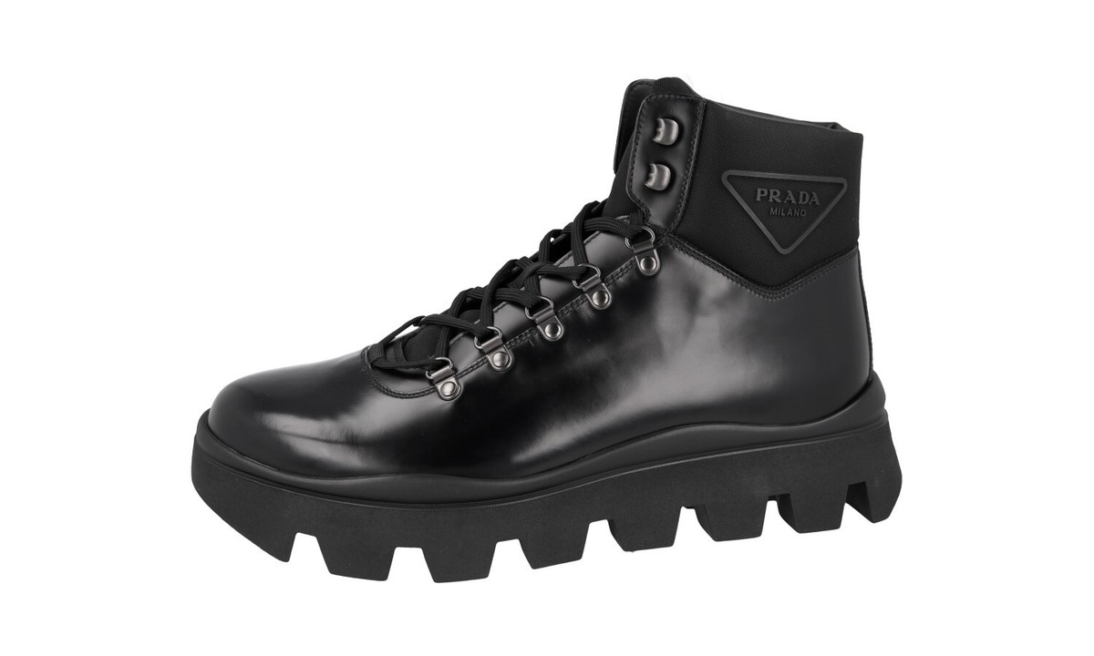 PRADA BRIXXEN HALF-BOOT SHOES 2TE170 BLACK LEATHER NEW US 10.5 EU