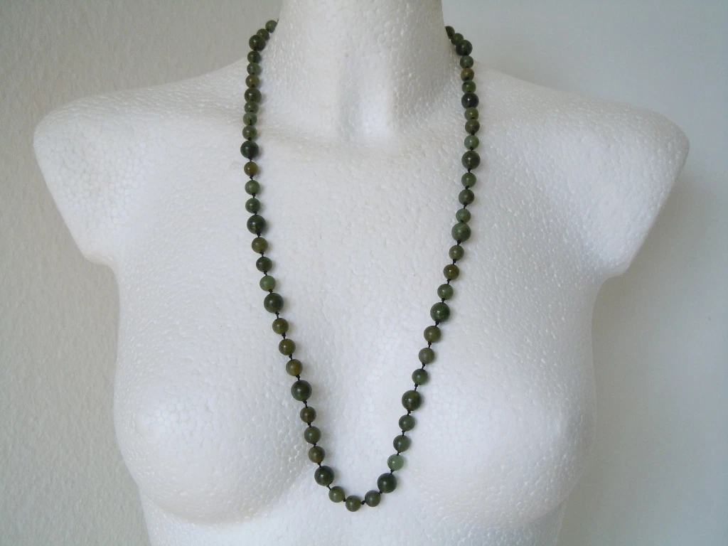 Giada Verde Rotondo Perlina Mano Nodo Collana 8m 24 - Foto 10