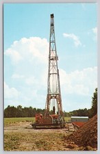Oil Well Drilling Derrick Equipment, Vintage Postcard