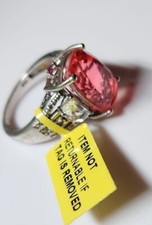Ring Sterling With Pink Faceted Stone Size 8