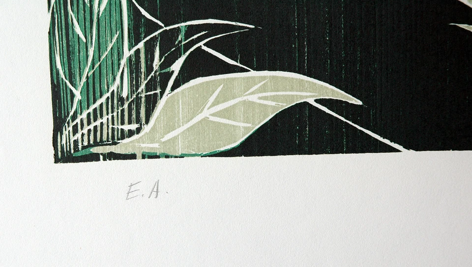 Siegfried Assfalg 1925-2012 Kuss Farbholzdruck 1983 Künstlerabzug Konkrete Kunst - Bild 3 von 4