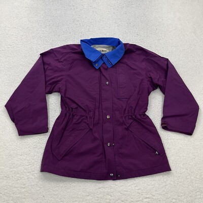 VINTAGE LL Bean Rain Coat Womens Medium Purple Zip Up No Hood