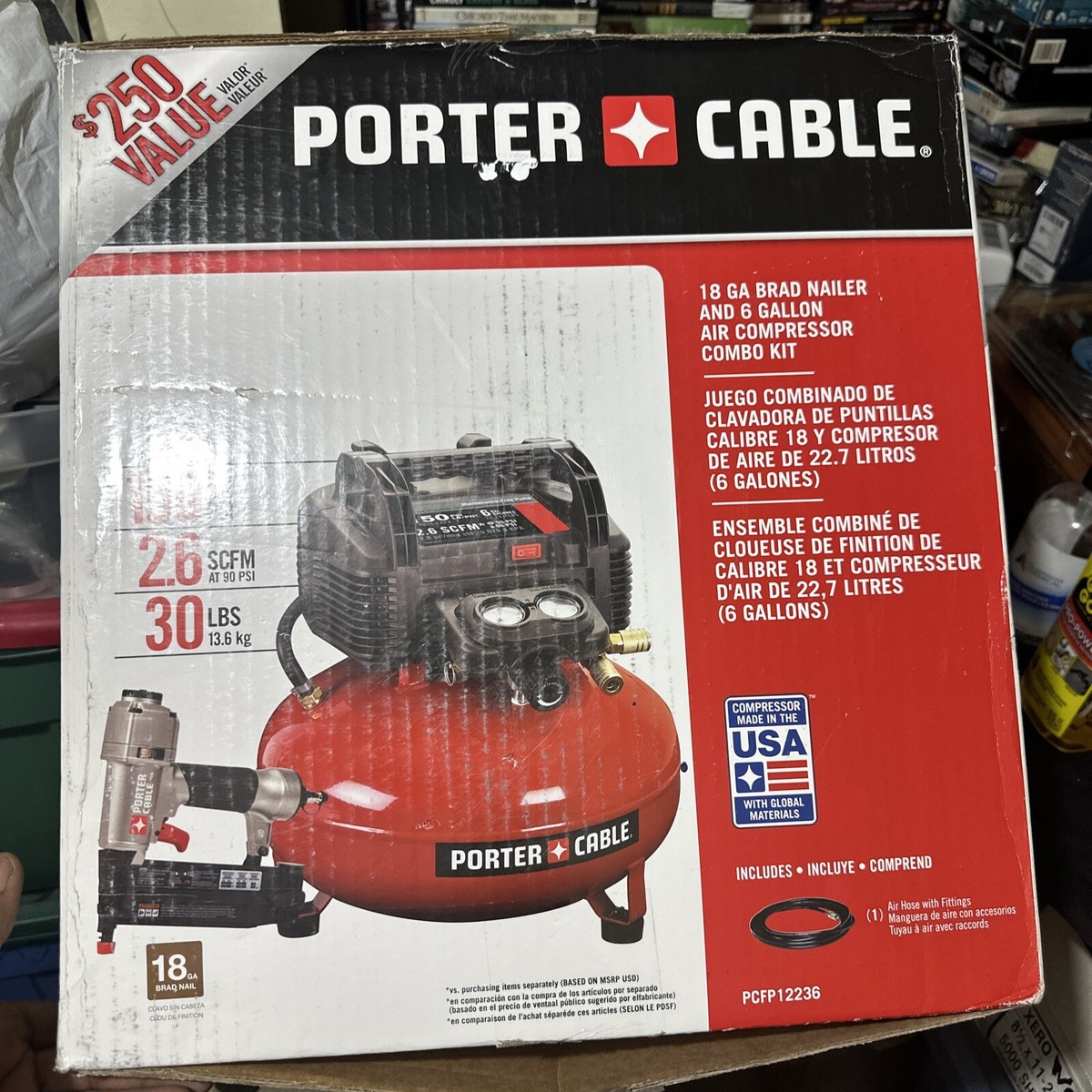 PORTER-CABLE 6oz Pancake Air Compressor With Two Nail Guns