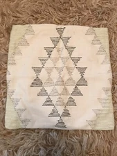 JAIPUR 18" Pillow Geometric Cover w Insert Zip NATURAL WHITE 100% Cotton