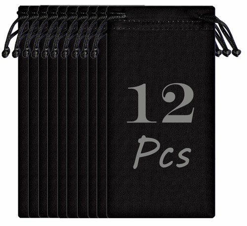 Bulk Lot 12 to 300 Pcs Black Micro Fiber Pouch Sunglasses pouch Carrying Case - Picture 2 of 7