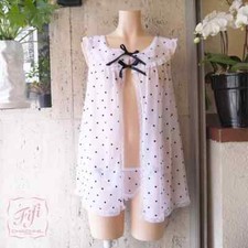 Fifi Chachnil 'Choubichou' White/Black Polka Dots Tulle Short Babydoll Negligee 