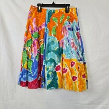 Lauren Ralph Lauren Women's Watercolor Floral Pleated A-Line Midi Skirt M 8/10