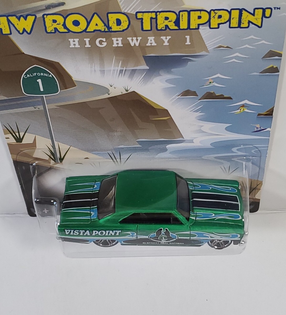 Hot Wheels HW Road Trippin Highway 1, 66 Chevy Nova Green