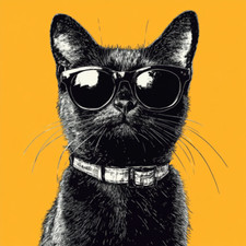Wall Decal Sticker Cat with Sunglasses Wall Sticker 18X18cm Large