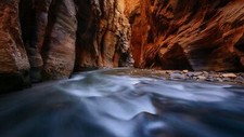 Landscape nature canyon rocks water spring long exposure Custom Gaming Mat Desk