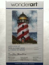 Wonder Art Latch Hook Kit 426158 Sailors Beacon Lighthouse NIP 15" x 20" w/hook
