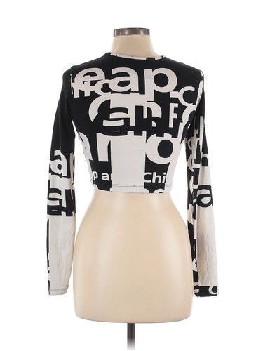 MOSCHINO LETTER NUMBER COLORBLOCK BLACK WHITE ITALIAN CROP TOP US 10 IT44 MEDIUM - Picture 18 of 18