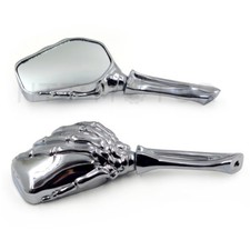 Espejos retrovisores laterales de mano esqueleto calavera cromados para motocicleta para Harley Davidson