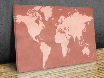 Weltkarte Rouge Rot Textur montiert Leinwandbild fertig zum Aufhängen