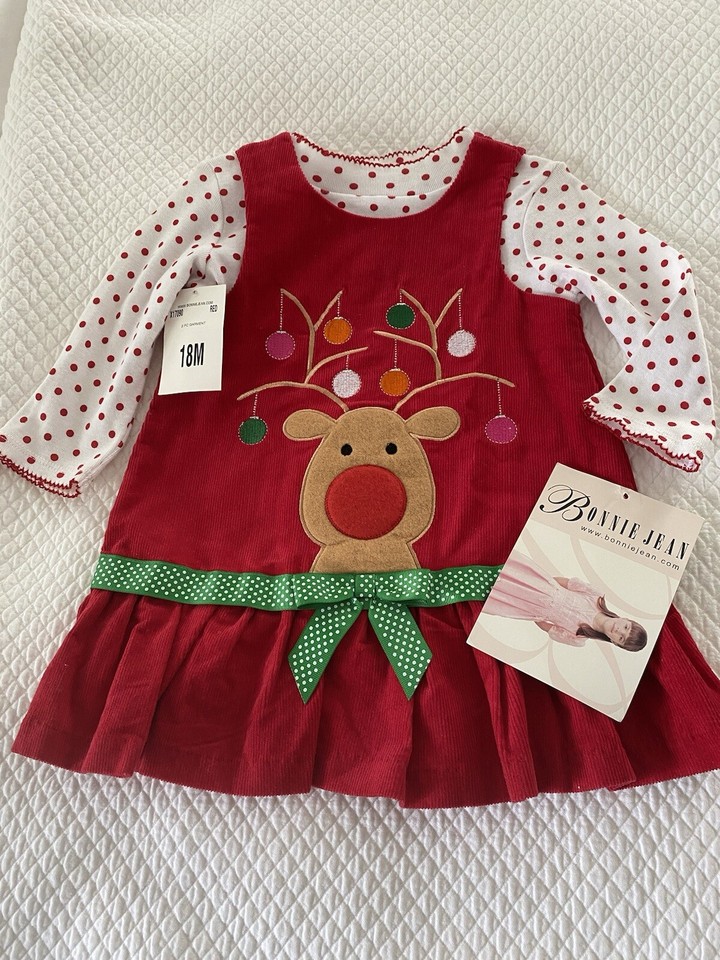 NWT BONNIE JEAN BABY GIRLS DRESS SIZE 18 MOS RED & WHITE eBay