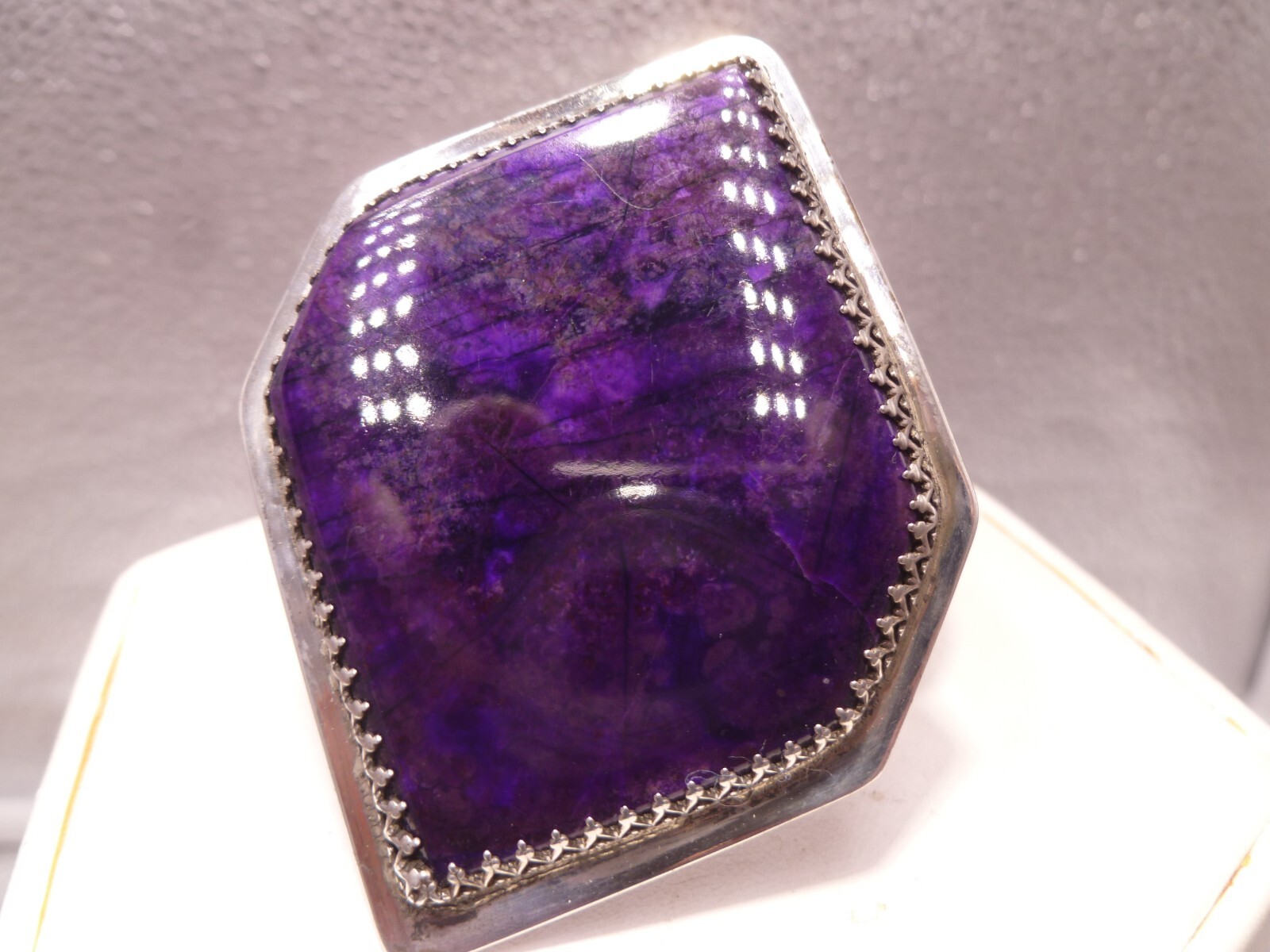Unsigned Purple Sugilite Large Cuff Bracelet Ster… - image 1