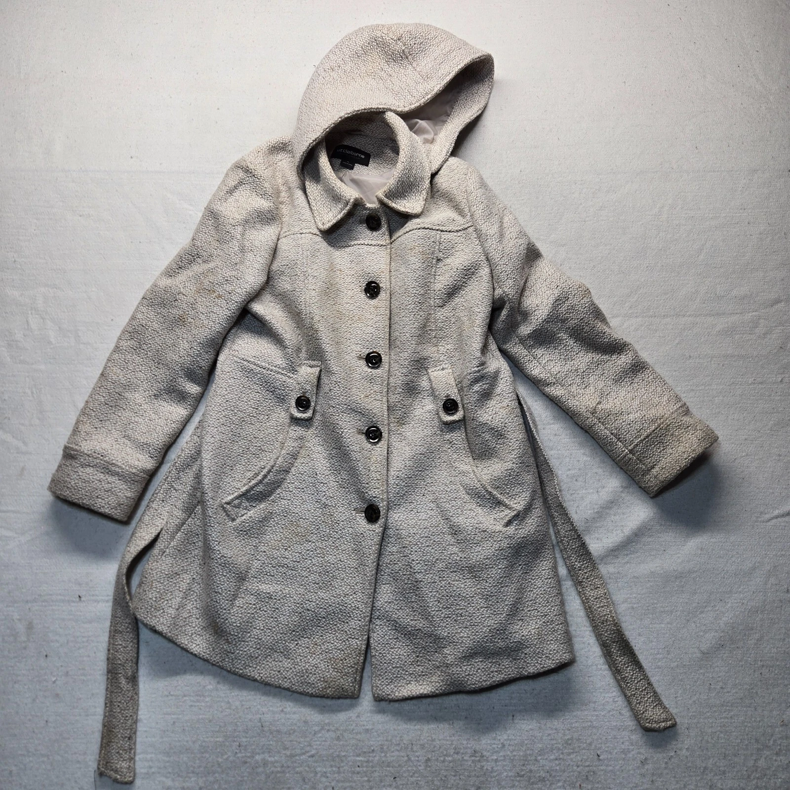 OFF WHITE Cappotto invernale Liz Claiborne con cappuccio bianco esterno adulto donna XL